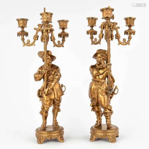 Carlo MAROCHETTI (1805-1867) 'Pair of Candelabra' bronze (D:...