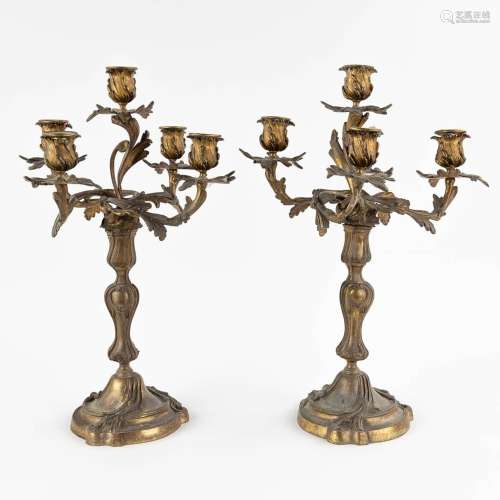 A pair of table candelabra, bronze in louis XV style. Circa ...