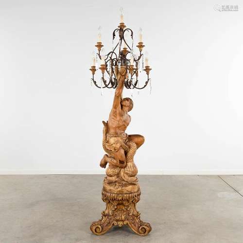 A wood-sculptured floor lamp with a blackamoor, Italy, circa...