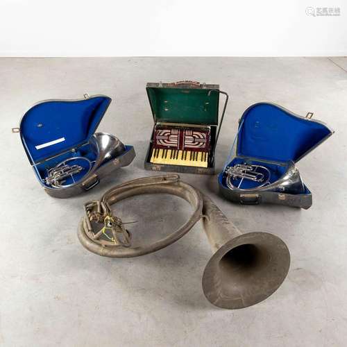 Four decorative musical instruments. (H:106 cm)