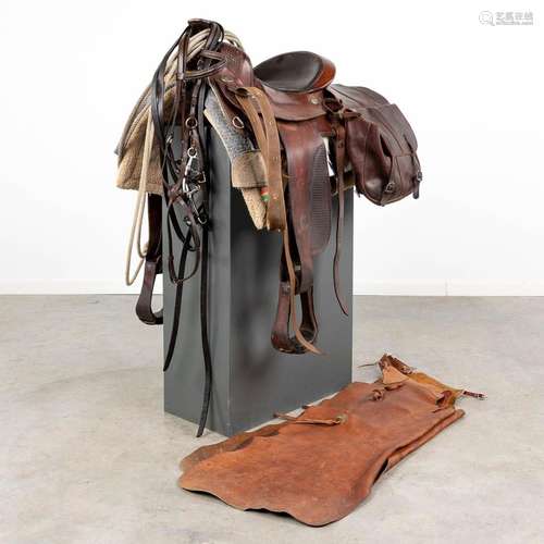 Circle Y Brand Yoakum Texas, a saddle made of leather, leg p...