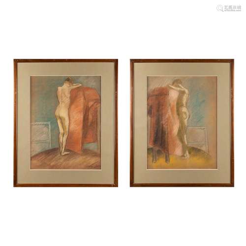 Adriaan VANDEWALLE (1907-1997) 'Male and female nude' gouach...