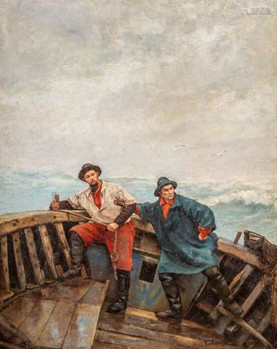 Alexander VERHAEGHE (1854-1904) 'Fishermen' oil on canvas. (...