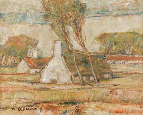 Alfons BLOMME (1889-1979) 'Farm view' olie op doek. (W:50 x ...