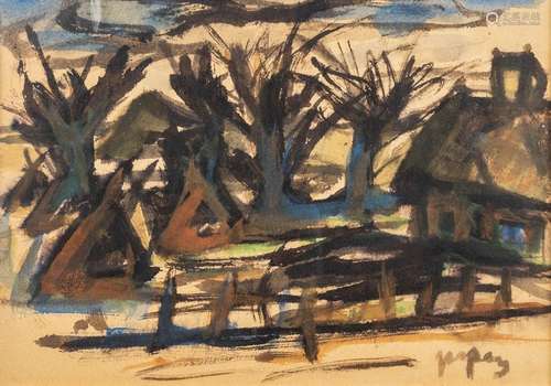 Floris JESPERS (1889-1965) 'African Village' watercolour on ...