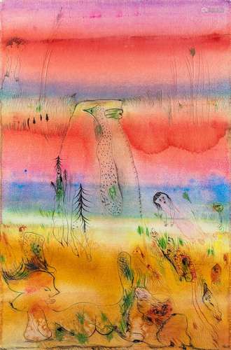 ATILA (1931-1987) 'Abstract' watercolor and pencil on paper....