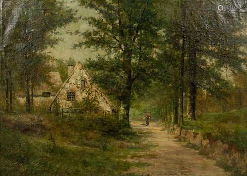 Ernest VAN POELVOORDE (1860-1886) 'Forest View' oil on canva...