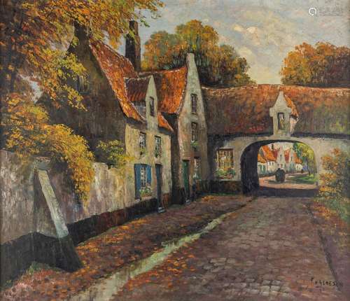 Franz VAN GENESEN (1887-1945) 'Le Beguinage De Bruges' oil o...