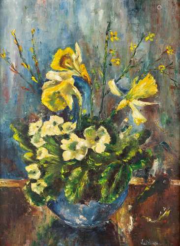 Guillaume EDELINE (1902-1987) 'Flowers' oil on canvas. (W:60...