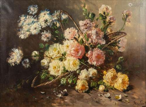 Henry SCHOUTEN (1857/64-1927) 'Flower Still life' oil on can...