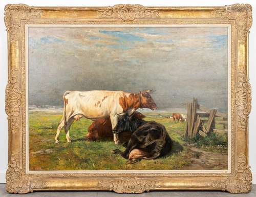 Alfred VERWEE (1838-1895) 'Les Vaches', oil on canvas. (W:11...