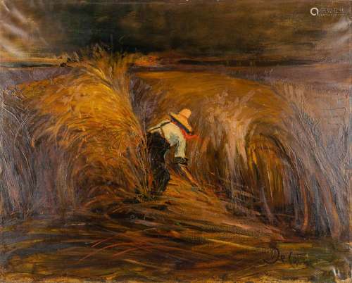 Joseph François DE COENE (1875-1950) 'The Harvest' oil on ca...