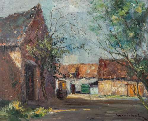 Louis MARÉCHAL (1884-1971) 'Courtyard' oil on canvas. (W:50 ...