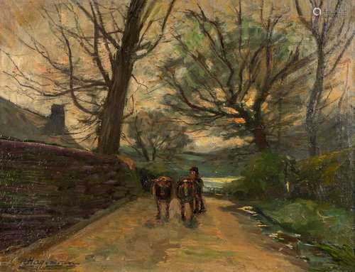 Maurice HAGEMANS (1852-1917) 'The Road' oil on canvas. (W:66...