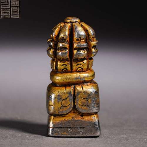 A Tibetan Iron Gilt Seal