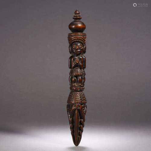 A Carved Wooden Phurba