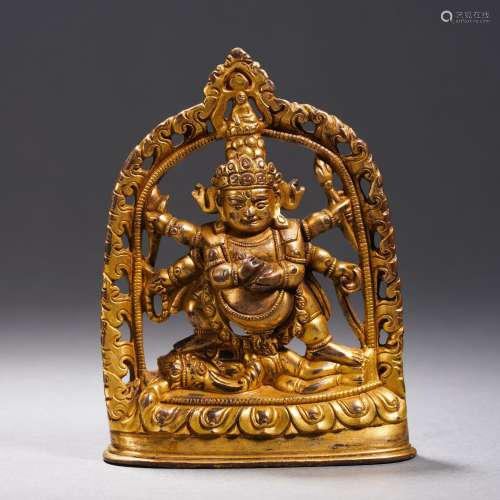 A Tibetan Bronze-gilt Mahakala