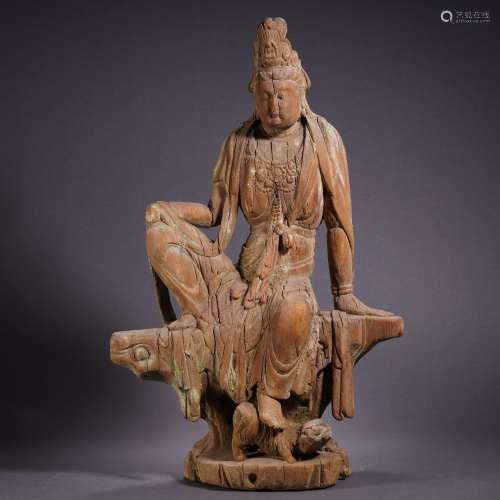 A Carved Wooden Bodhisattva