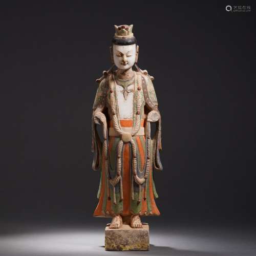 A Polychrome Painted Standing Deity