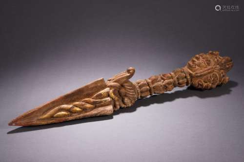 A Carved Wooden Phurba