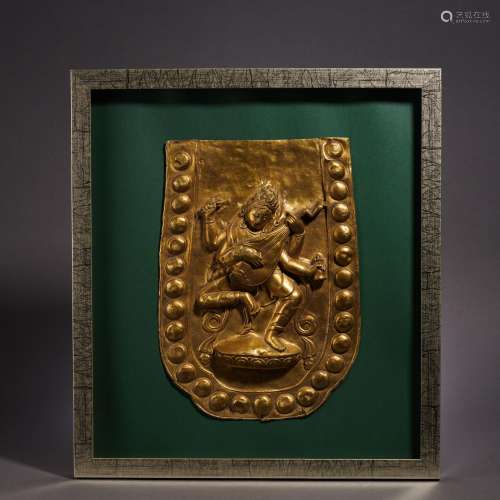 A Bronze-gilt Goddness Plaque