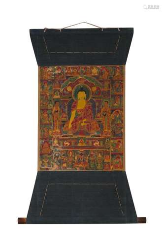 A Tibetan Thangka Depicting Shakyamuni