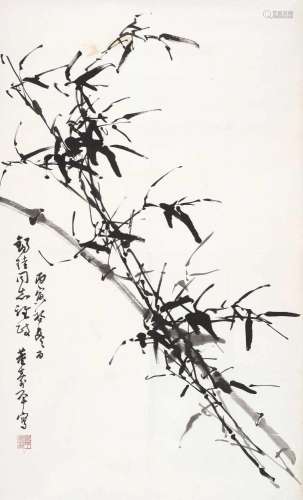 董寿平 丙寅（1986年）作 风竹图 镜心