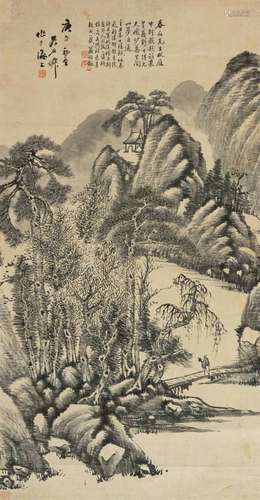 吴石仙 庚午(1870年)作 春山寻仙 立轴