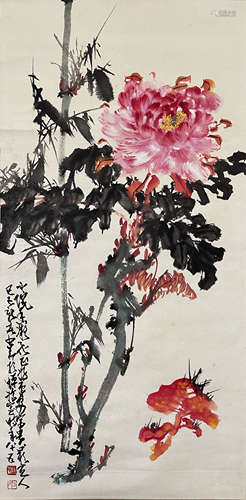 A Chinese Flower Painting, Ink And Color On Paper, Zhao Zian...