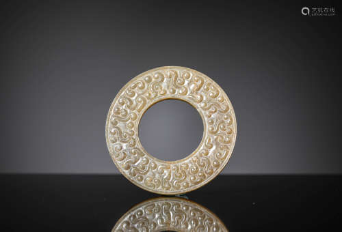 A Carved Jade Clouds Annular Pendant