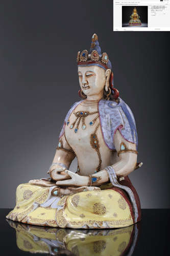 A Painted Stone Statue Of Amitabha