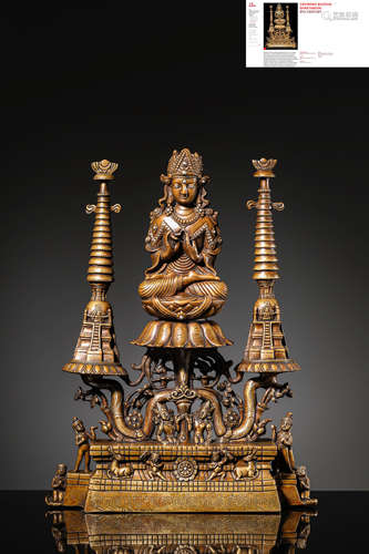 A Swat Style Silver Inlaid Copper Alloy Statue Of Maitreya