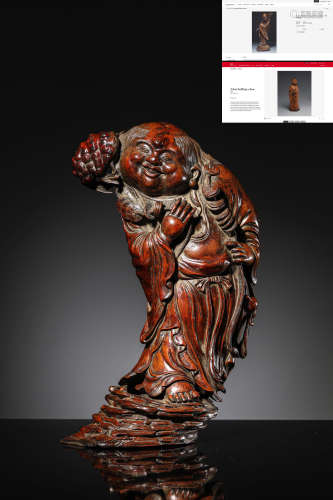 A Carved Bamboo Statue Of Liuhai And His Toad