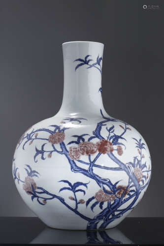 A Copper-Red Glaze And Blue And White Flower And Bird Tianqi...