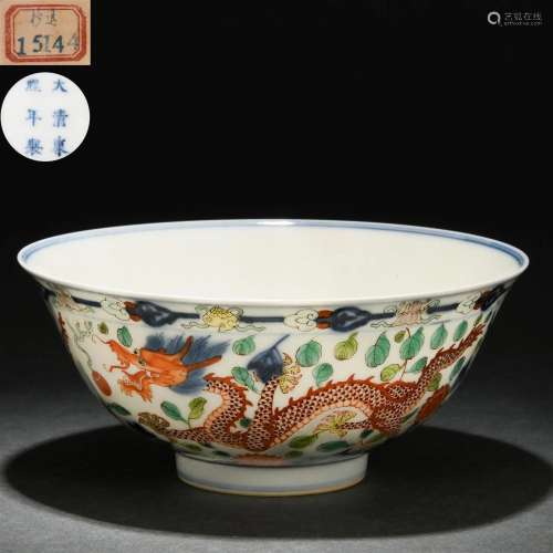 A Chinese Doucai Glaze Dragon and Phoenix Bowl