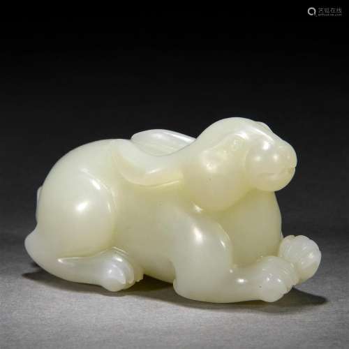 A Chinese Carved White Jade Rabbit