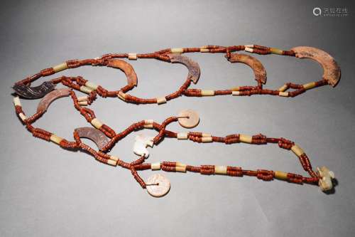 An Agate and Jade Necklace