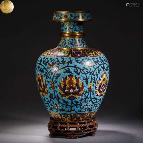 A Cloisonne Enamel Lotus Scrolls Vase