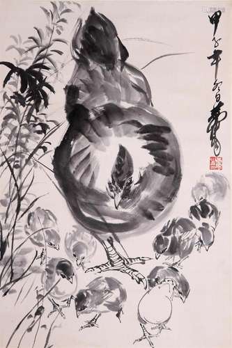 A Chinese Scroll Painting By Huang Zhou