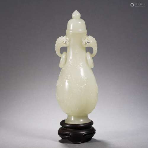 A Carved White Jade Vase
