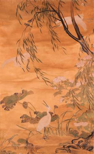 A Chinese Scroll Painting By Lv Ji