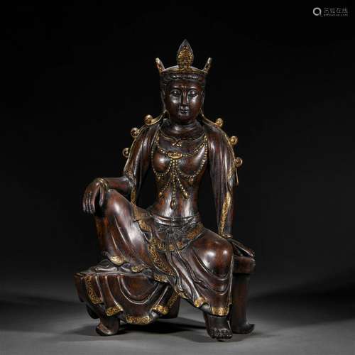 A Chinese Carved Rosewood Seated Amitabha