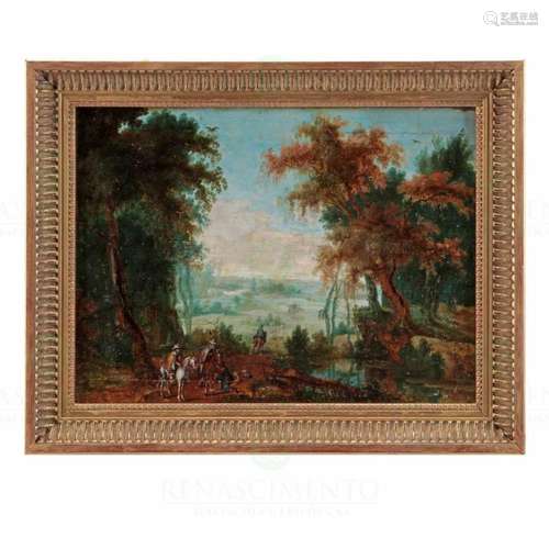 FLAMISH SCHOOL (17TH CENTURY), COUNTRY LANDSCAPE WITH FIGURE...