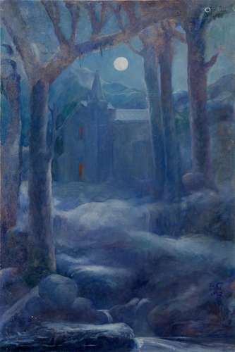 BENVINDO CEIA ( 1870-1941), LANDSCAPE WITH MOON