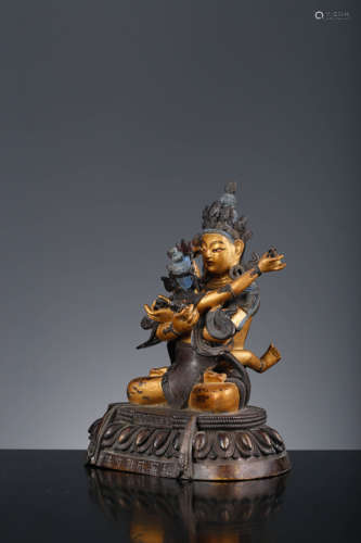 A Gilt Bronze Statue Of Manjushri, Qianlong Mark