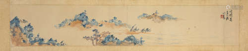 A Chinese Landscape Painting, Ink And Color On Paper, Pu Ru ...