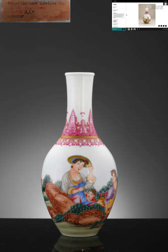 An Enameled Western Figure Bottle Vase, Qianlong Four-Charac...