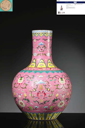 A Rouge-Red Glaze Famille Rose Tianqiuping, Qianlong Six-Cha...