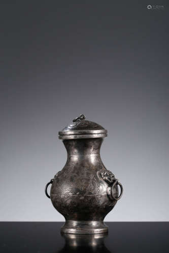 A Silver Flowers Double-Handle Vase And Cover