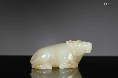 A Carved Jade Buffalo Ornament